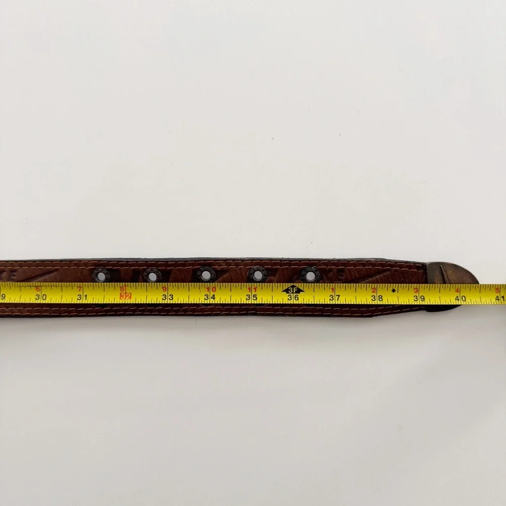 Vintage Nike Brown Leather Logo Belt - Picture 8 of 9